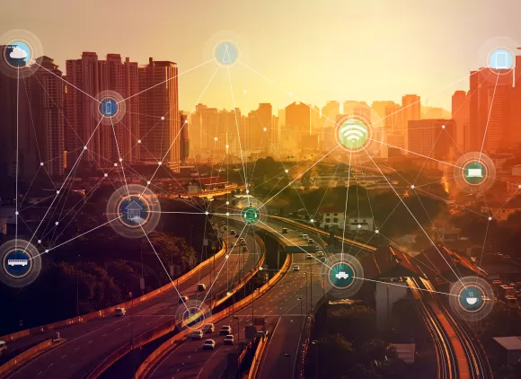 smart city and wireless communication network, abstract image visual, internet of things