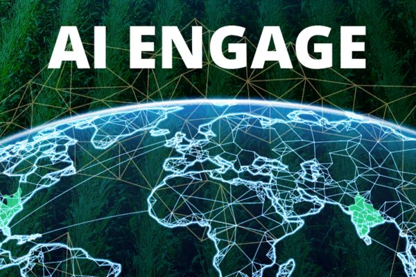 banner for AI Engage with an abstract globe